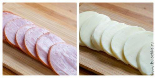 Булочки с сыром и ветчиной из слоеного теста рецепт.