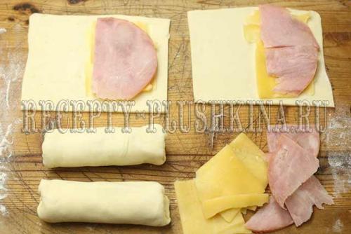 Красивые слойки с ветчиной и сыром. Слойки с ветчиной и сыром из слоеного теста