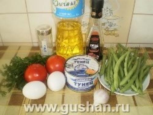 Салат с консервированным тунцом и стручковой фасоли. Салат с тунцом и стручковой фасолью