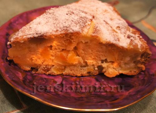 Рецепт шарлотки с яблоком и курагой. Шарлотка с яблоками и курагой