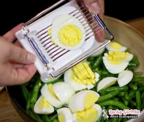 Стручковая фасоль с курицей и яйцом. Полезный салатик на каждый день
