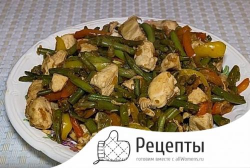 Теплый салат с куриной грудкой и стручковой фасолью. Салат из стручковой фасоли и куриной грудки