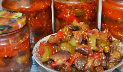 Салат на зиму из баклажан и болгарского перца. Вкусный салат из баклажанов с огурцами и перцем — заготовка на зиму