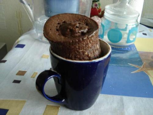 Тортик в кружке в микроволновке.