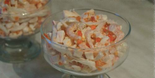 Салат с морепродуктами и икрой. Салат «Царский» с красной икрой и креветками – лучшие рецепты