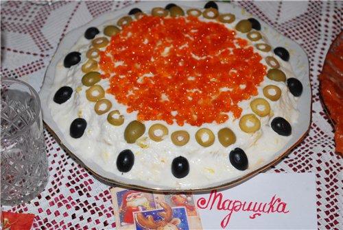 Вкусные салаты с красной икрой