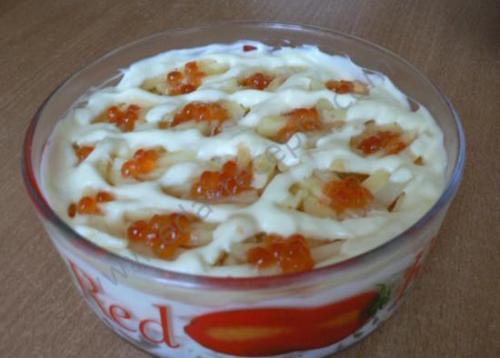 Вкусные салаты с красной икрой