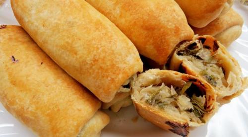 Хрустящие трубочки с капустой. Постные трубочки с капустой и зеленью