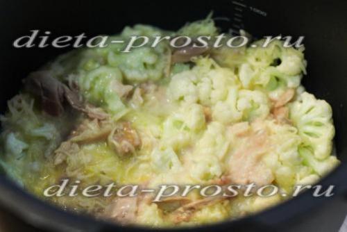 Запеканка из цветной капусты с курицей в мультиварке