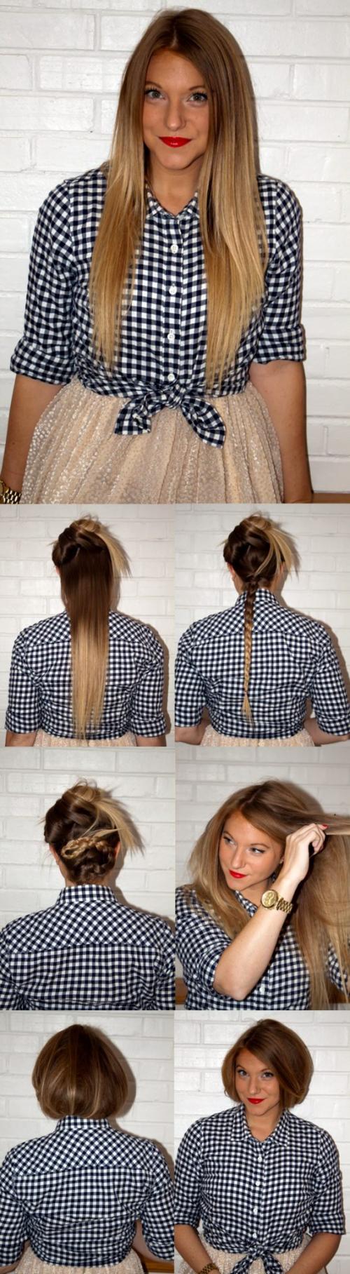 Как сделать каре из длинных волос. Короткие волосы без стрижки: узнай, как!