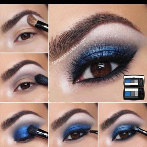 Макияж под темно синее платье пошагово. Макияж под синее платье для карих глаз