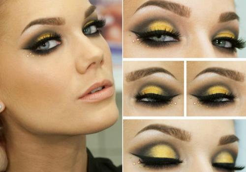 Макияж под черное платье 2019. Макияж под золотое и черно-золотое платье