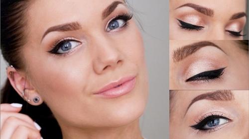 Макияж для брюнеток с голубыми глазами.