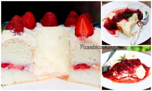 Торт Ангельский бисквит с клубникой. Ангельский торт с лимонным кремом и клубникой