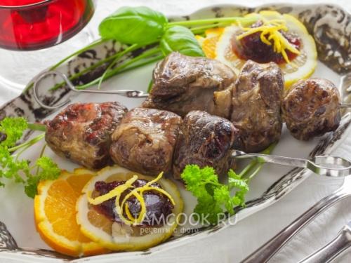 Шашлык из куриной печени в жировой сетке. Шашлык из печени в жировой сетке