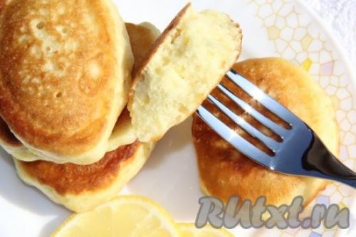 Оладьи на кефире без яиц с лимоном. Пышные оладьи на кефире без яиц