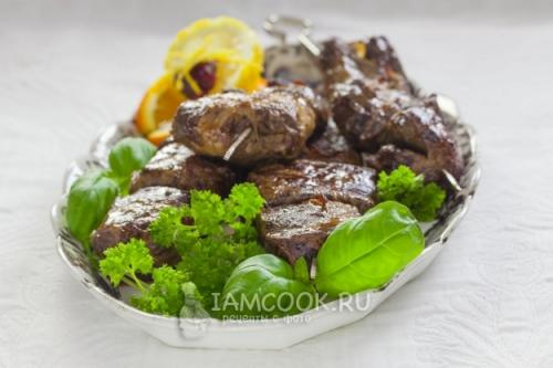 Шашлык из куриной печени в жировой сетке. Шашлык из печени в жировой сетке