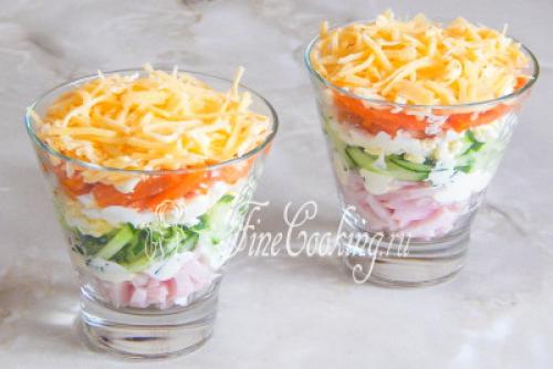 Салат коктейль с ветчиной. Салат-коктейль Ветчина с сыром