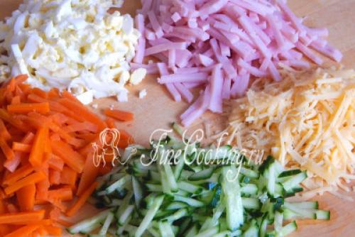 Салат коктейль с ветчиной. Салат-коктейль Ветчина с сыром