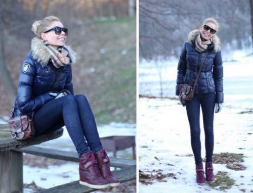 Какую обувь носить с длинным пуховиком зимой. Выбираем обувь под пуховик 07