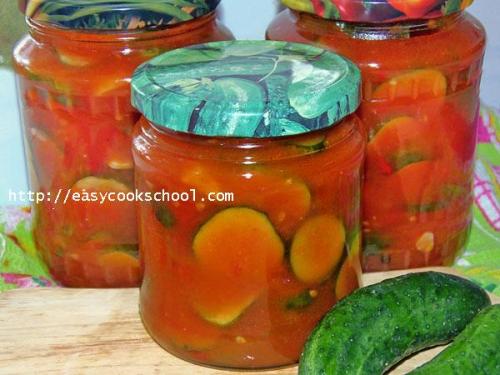 Салат огурцы в томате на зиму Обалденный рецепт. Огурцы в томате на зиму обалденные