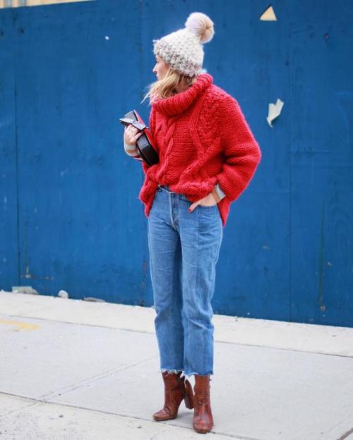 С чем носить момы зимой. С чем носить джинсы мом осенью