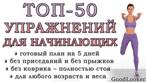 Программа тренировок для похудения дома. Топ-50 упражнений стоя для начинающих и для любого возраста: без прыжков и приседаний (+ план на 5 дней)