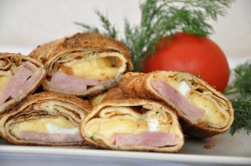 Блинчики с начинкой в панировке. 08