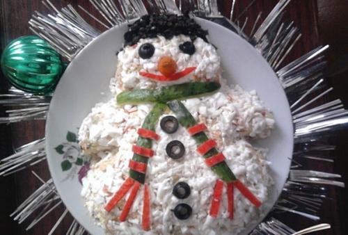 Салат Снеговик.  Ингредиенты: