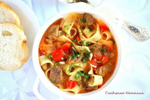 Вкуснейший лагман.   Лагман - популярное среднеазиатское национальное блюдо, а если точнее, то просто густой суп. 06