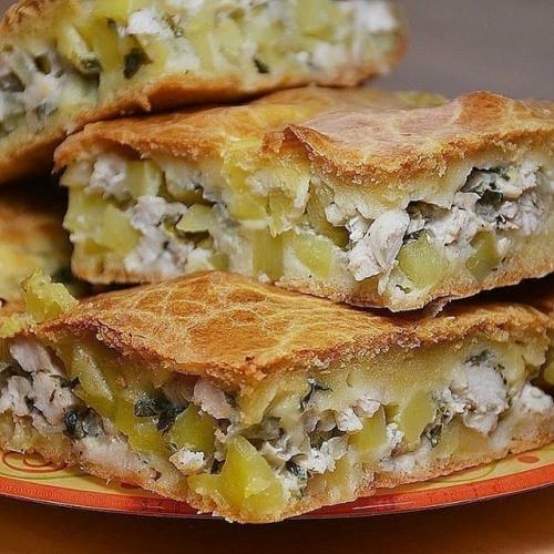 Пирог на кефире с курицей. Пирог на кефире с курицей.
