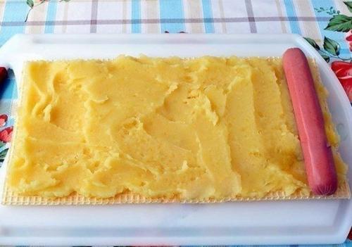 Сосиски с картофельным пюре в вафлях. 02 Сосиски с картофельным пюре в вафлях. 02