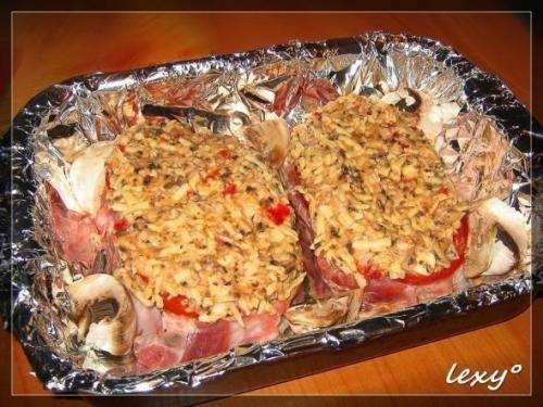 Острая свинина с сыром и грибами в духовке. 04 Острая свинина с сыром и грибами в духовке. 04