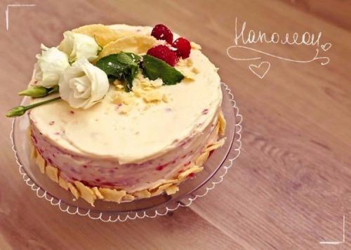 Торт наполеон с малиной рецепт.