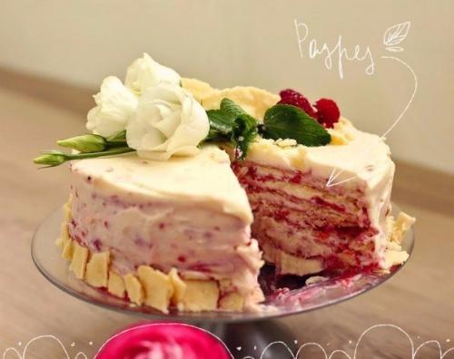 Торт наполеон с малиной рецепт. 