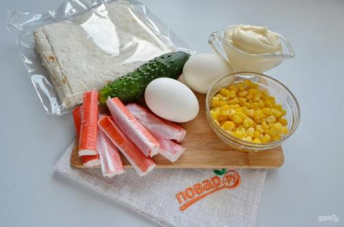 Крабовый салат в лаваше. 01