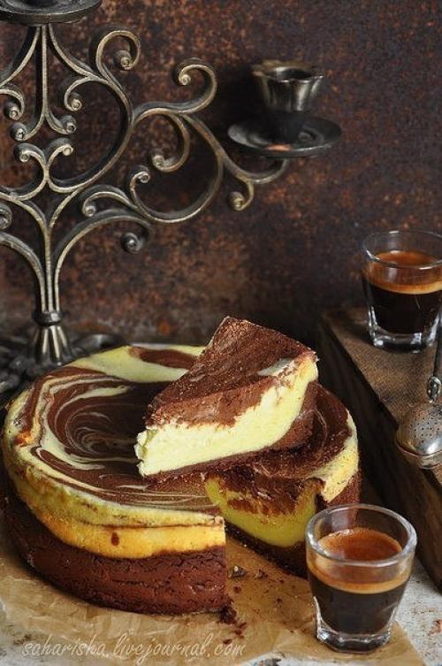 Мраморный творожно - кофейный пирог. 01 Мраморный творожно - кофейный пирог. 01