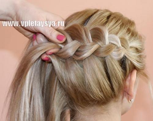 Французская коса вокруг головы. 07
