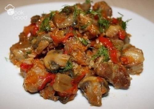 Мясо, тушеное с шампиньонами и сладким перцем. 05 Мясо, тушеное с шампиньонами и сладким перцем. 05