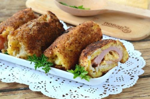 Сытные рулетики из хлеба. 07