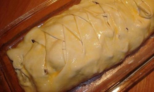 Быстрый мясной пирог с грибами. 04