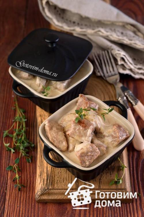 Телятина, тушенная со сливками и вином. 09