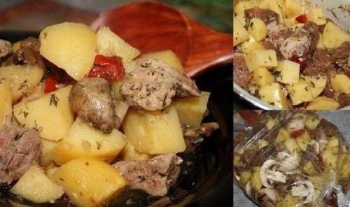 Мясо с картофелем в рукаве. Мясо с картофелем в рукаве.