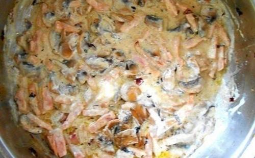 Паста с грибами и ветчиной. 05