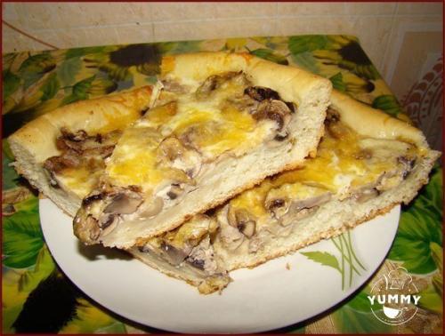 Грибная пицца - пирог. Грибная пицца - пирог.
