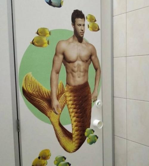 В женском туалете адлерского океанариума вас ждёт не Русалочка, а настоящий хит - три богатыря и один хвост! 01