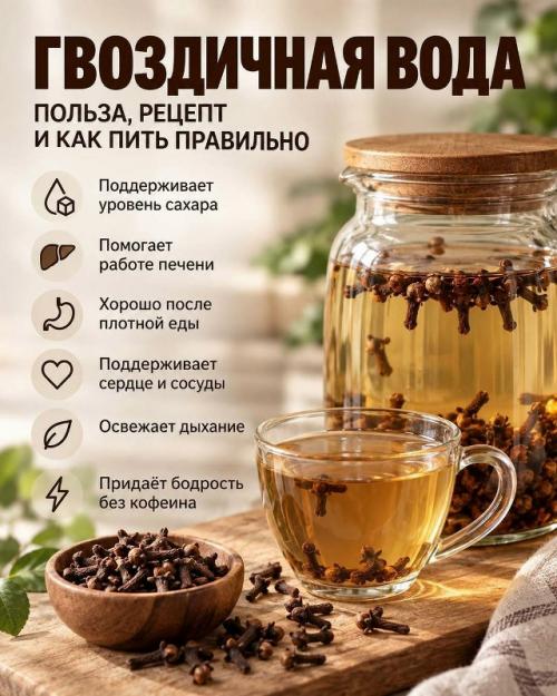 Гвоздичная вода - простой пряный напиток, который особенно приятно делать в прохладное время года.

