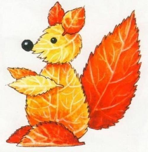 Подделки.  Из осенних листьев. 01