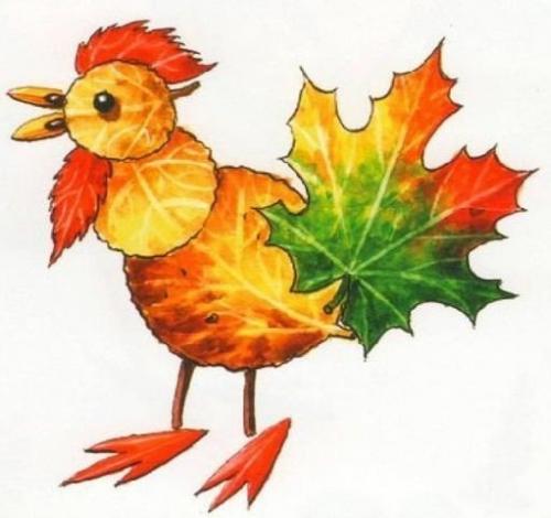 Подделки.  Из осенних листьев. 03