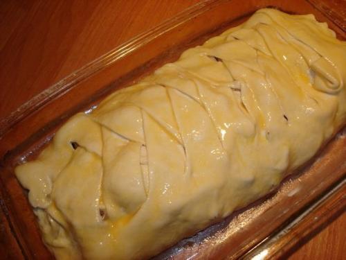 Быстрый мясной пирог с грибами. 04